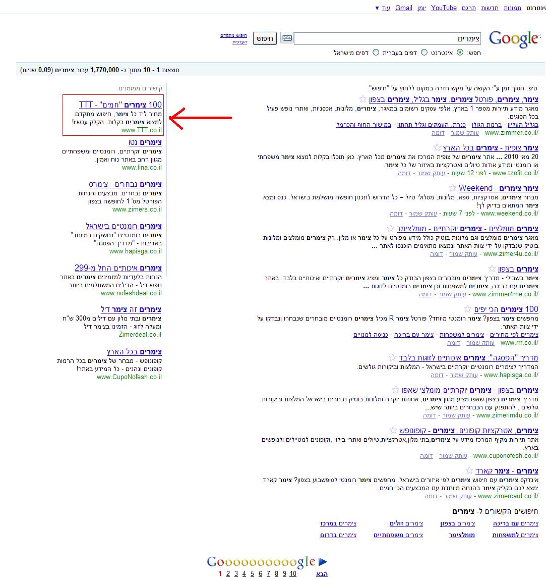 פרסום בגוגל אדוורדס - חיפוש במנוע החיפוש של גוגל